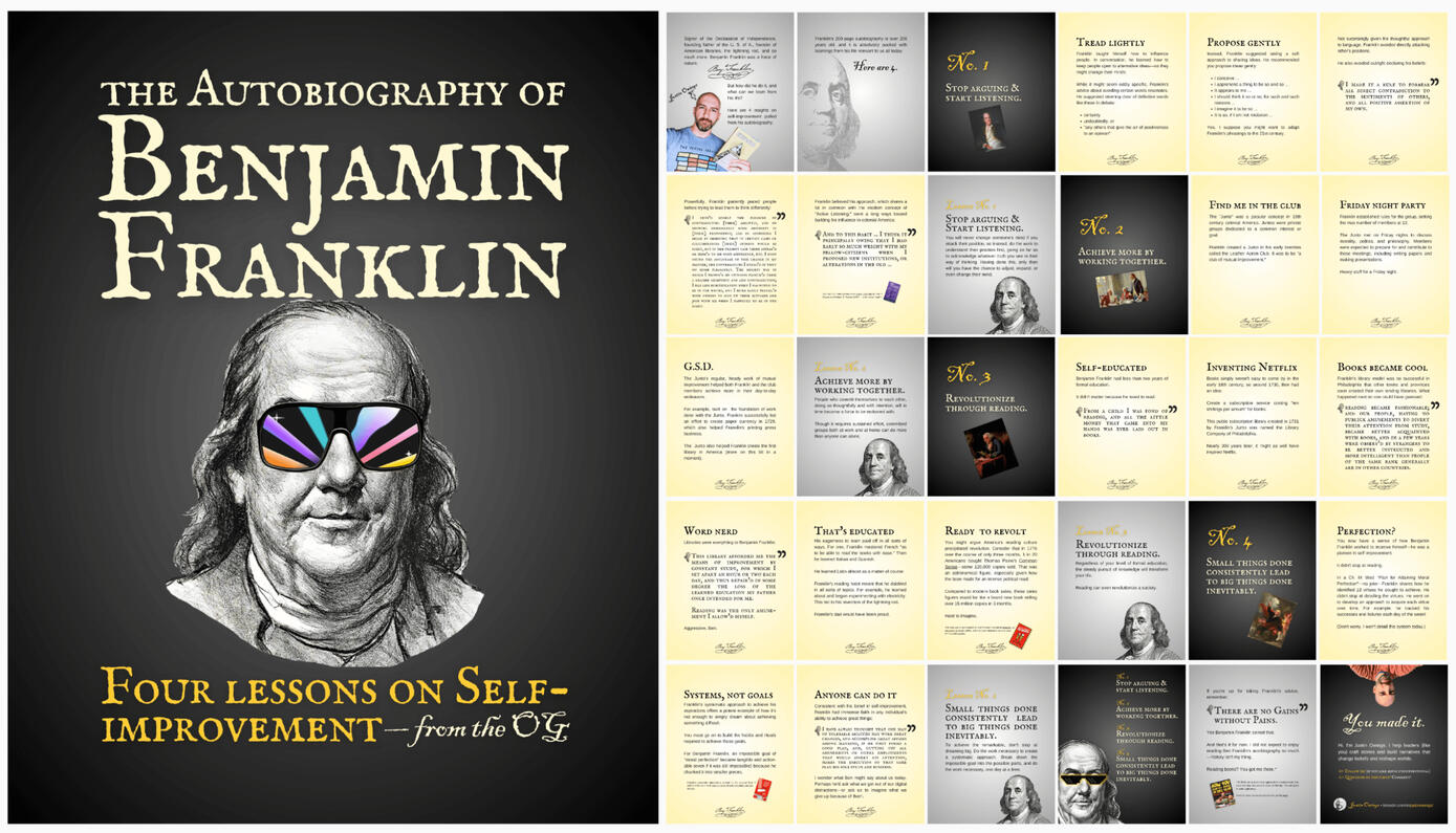 4 Lessons on Self-Improvement—from the OG Benjamin Franklin • Linkedin Ebook Carousel • Spring 2023